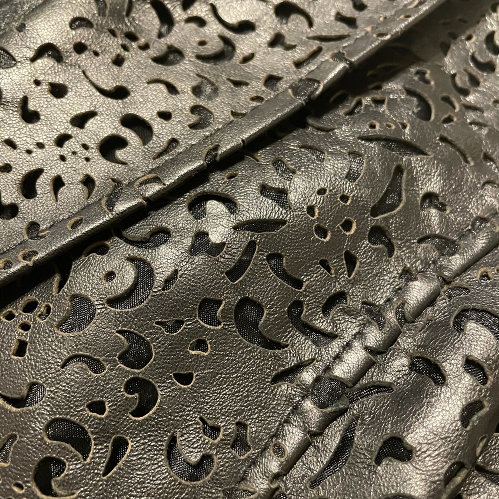 Anne Klein black lace leather jacket - Picture 3 of 4